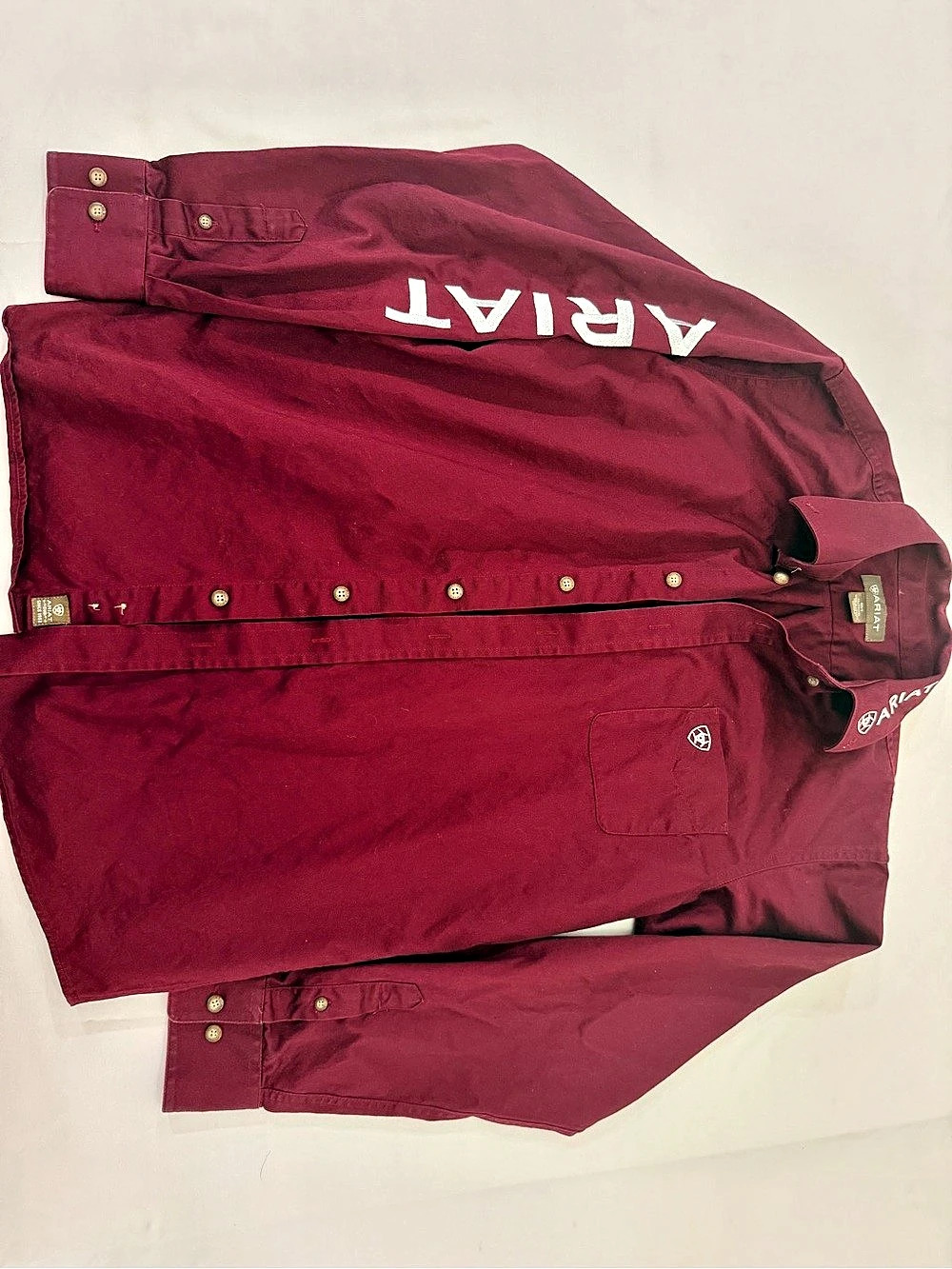 Ariat Boys Team Logo Burgundy Twill Classic Fit Shirt Men's XL